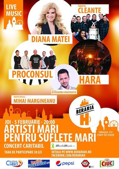 Concert Artisti Mari pentru suflete Mari, joi, 05 februarie 2015 21:00, Beraria H