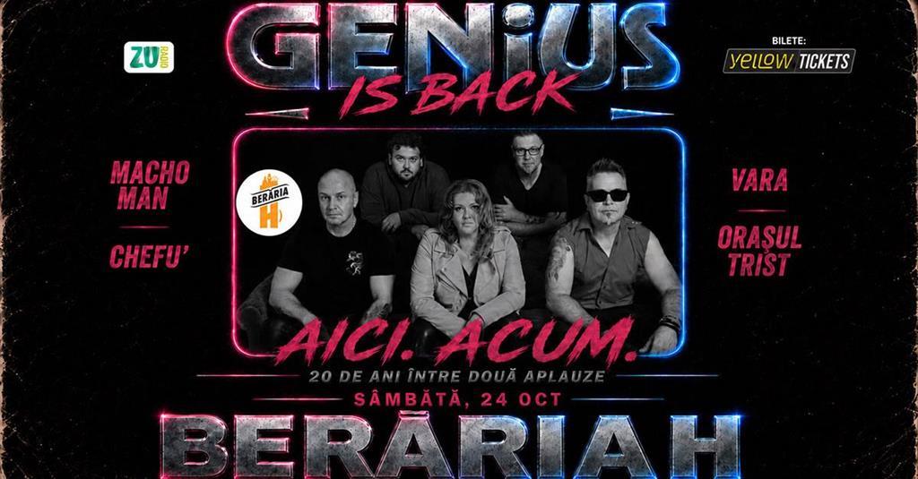 Concert GENIUS IS BACK | Live Again at Berăria H, Saturday, 24 October 2026 20:30, Berăria H