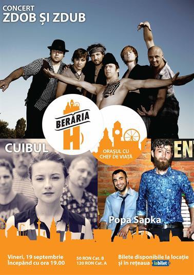 Concert Concert ZDOB SI ZDUB, DIRECTORY si POPA SAPKA, vineri, 19 septembrie 2014 19:00, Berăria H