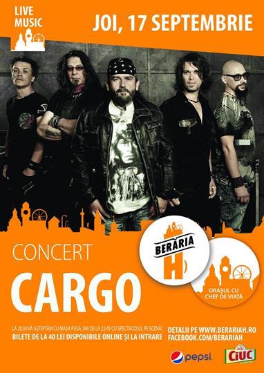 Concert Concert CARGO, joi, 17 septembrie 2015 20:00, Beraria H