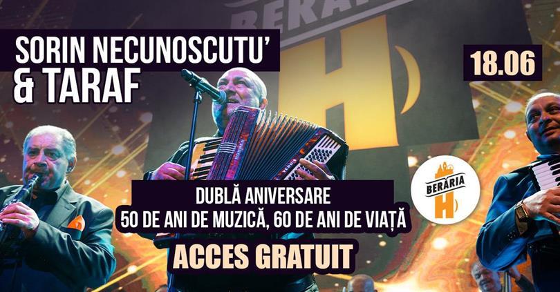 Concert Ziua lui Sorin Necunoscutu'  | Dublă Aniversare: 60 de Ani de Viață, 50 de Ani de Scenă, Thursday, 18 June 2026 19:30, Beraria H