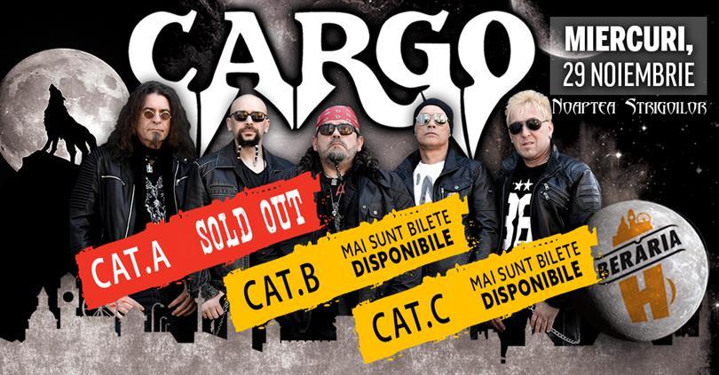 Concert Cargo în concert pe 29 Noiembrie #NoapteaStrigoilor, miercuri, 29 noiembrie 2017 20:30, Beraria H