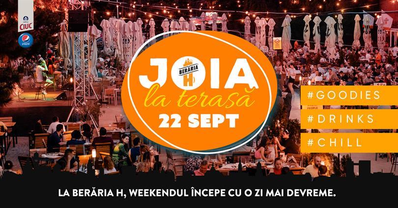 Concert Joia la terasă, joi, 22 septembrie 2022 12:30, Beraria H