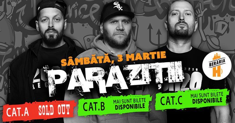 Concert Paraziții în concert la Berăria H, sâmbătă, 03 martie 2018 22:00, Beraria H